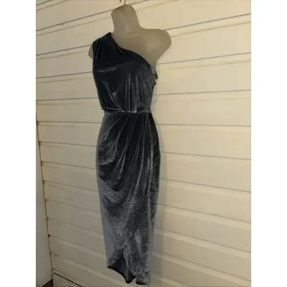 Baltic Born Velvet One Shoulder Dress Size L - Picture 3 of 8